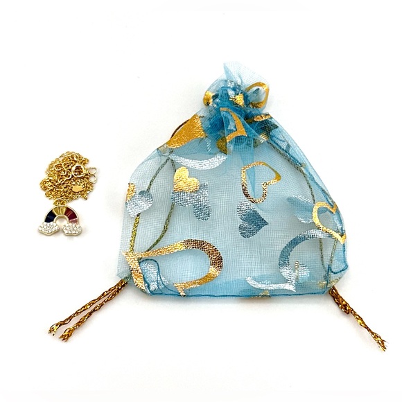 18K Gold Plated over 925 Sterling Silver Rainbow CZ Pendant Necklace - Picture 6 of 7